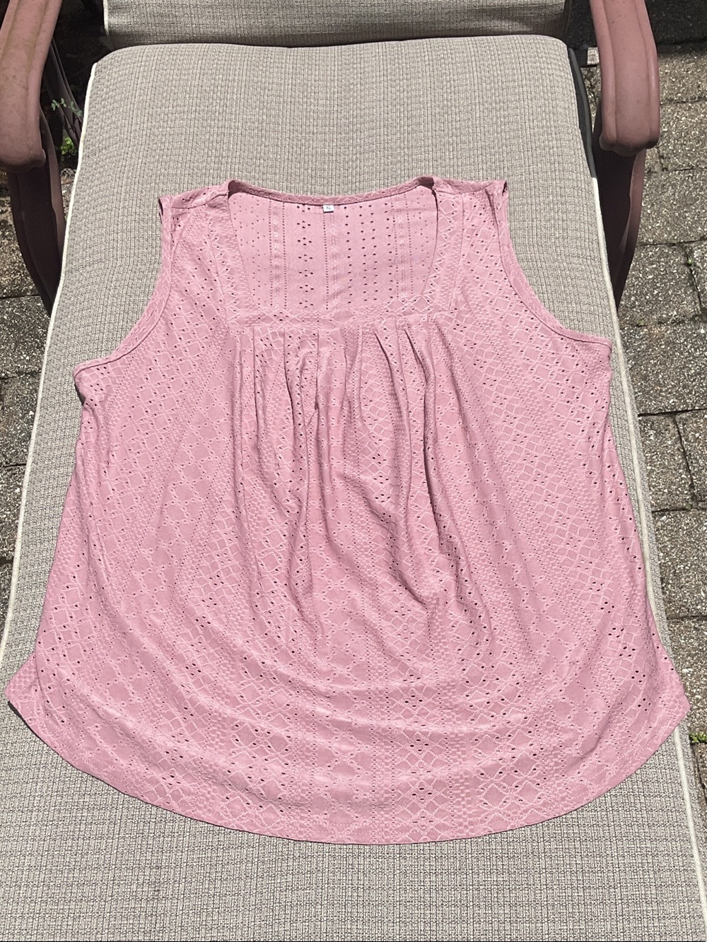 Soft Pink Eyelet Sleeveless Tank Top